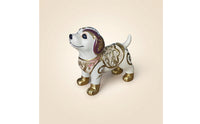 Ornate Dog Figurine Floral Dog Statue Tabletop Canine Sculpture Metallic-Finish for Collectors, Living Room, Bookshelf, Entryway, Office Desk