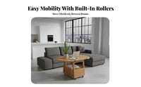 2-Tier Round Rolling Table Movable with casters Mobile Furniture for Small Spaces