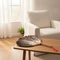 Handmade Feather Hand Fan with Wooden Handle Traditional Feather Hand Fan Elegant Vintage for Performers, Dancers, Stage Performance, Costume Styling, Photo Props, Home Decor