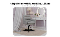 Cream Design Upholstered Rolling Chair Luxurious Cushioning Office Furniture Ergonomic Support Swivel Armchair Tufted Backrest for Students, Women, Live Streamers, Bedroom, Study Room, Vanity Table, Dormitory