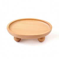 Minimalist Oval Wood Tray Compact Wood Tray with Curved Rim Sturdy Modern for Bedside Table