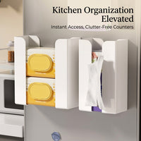 Cabinet Wall Mounted Universal Tissue Holder Box, Split Design for Kitchen & Countertop, Home Organizer for Wipes, Convenient Paper Dispenser