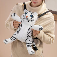 Tiger Stuffed Backpack Cute Design Lifelike Tiger Knapsack Comfort Toy Stuffed Animal Bag for Young Children, Girls, School, Outings, Travel