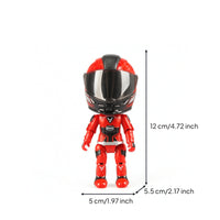 Motorcycle Helmet Action Figure with Movable Joints Mixed-Material Motorcycle Motorcyclist Figure Racer Model Articulated
