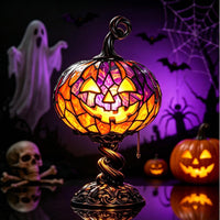 Resin Stained Halloween Pumpkin Table Lamp