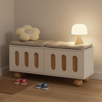 Cream Design Entryway Shoe Changing Stool Multi-Functional Shoe Storage Bench High Load Capacity Upholstered Storage Ottoman Ventilated Design for Small Apartment Dwellers, Hallway, Bedroom