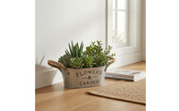 Rustic Planter Container Whitewashed Metal Planter Container Garden Decor Distressed Finish for Planting, Decorative Display
