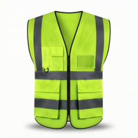 Sleeveless Reflective Safety Vest with Pockets Multi-Pocket Reflective Safety Vest with Zipper Lightweight Skin-Friendly for Construction Workers