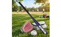 4 Pieces Stitched Baseball Starter Set Padded Junior Baseball Set Metal-Looking Children's Play Gear Black Grip