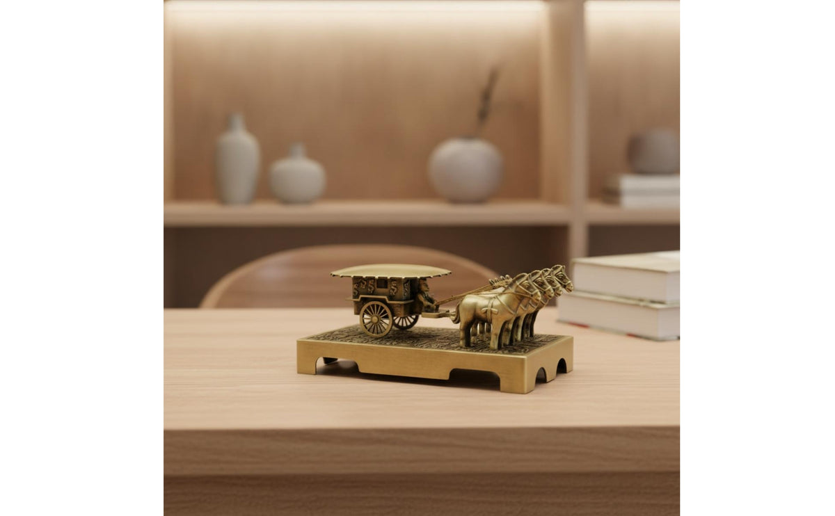 Antique-Style Horse and Chariots Model | Historical, for Desk
