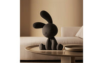 Hare Figurine with Flocked Surface Resin Sitting Hare Figurine Soft-Touch Table Ornament for Living Room, Office