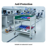 Anti Tool Cart Locking Wheels 2 Tier Service Trolley High Load Capacity Portable Workstation Push Cart for Technicians, Lab Workers, Factory, Garage