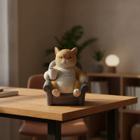 Cat Figurine with Solar Light Decorative Tabletop Ornament Small for Balcony