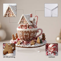 Acrylic Ornament with Stand Festive Gingerbread House Cozy for Desk, Entry Table