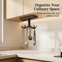 Cabinet Hanging Rack and Wall Organizer for Home Cook, Space Aluminium Under Shelf with Rotating Hooks