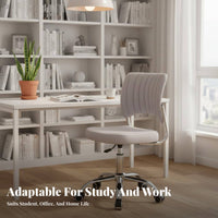 Height Adjustable Armless Swivel Task Chair Ergonomic Backrest Armless Rolling Chair Padded Cushion Office Furniture Compact Design for Students, Streamers, Telecommuting Workers, Study Room, Bedroom