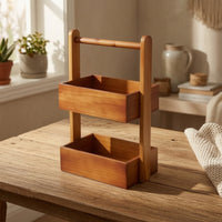 Desktop Organizer with Handle Compact Desk Organizer Shelf Space-Saving Two-Tier Storage Rack for Vanity, Washroom Counter