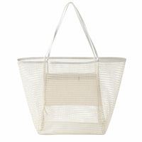 Breathable Mesh Tote Bag Structured Tote Bag with Inner Pocket Easy-Clean Portable for Beach