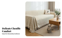 French Cream Design Sofa Throw Blanket Non-Stick Hair Tasseled Couch Cover Year-Round Use Home Textile Anti-Scratch for Homeowners, Families, Parents, Living Room, Bedroom