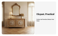 French & design Carved Door Cupboard Vintage Design Carved Double-Door Cabinet Distressed Finish Sideboard sturdy Wood Frame for Guesthouse Owners, Interior Designers, Apartment Dwellers, Entryway, Hallway, Living Room, Bedroom