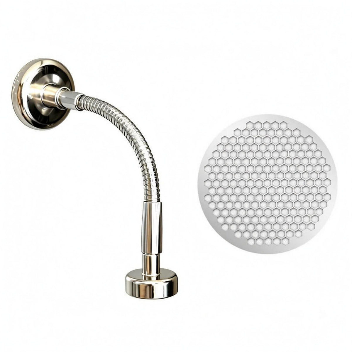 304 Stainless Steel Wall-Mounted Coffee Filter Curved Flexible Tube Showerhead Coffee Distributor Splash-Reducing Perforated Showerhead Filter Plate for Water Distribution