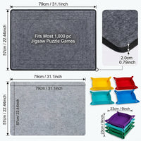 Roll Mat for Puzzles with Sorting Trays and Foldable Storage, Portable Felt Puzzle Organizer to Save Progress for Adults