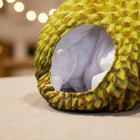 Soft Durian Head Cover Party Prop Durian Shaped Hood Hat Realistic Fruit Pattern Costume Headpiece for Parties