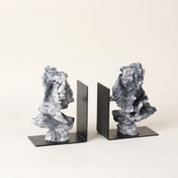Stone Bookends Chinese-Style Desktop Ornaments Black Metal Base Home Decoration for Desk
