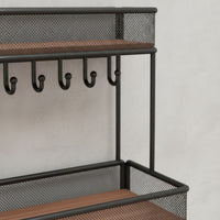 Entryway Storage Rack Twotwo-Level Holder with Tray Metal Mesh Key Rack with Tray for Foyer, Desk