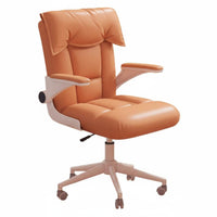 Adjustable Height Upholstered Rolling Chair High Back Support Upholstered Rolling Chair with Armrests Soft Cushioning Swivel Seat Ergonomic for Students, Adults, Teens, Study Room, Bedroom, Vanity