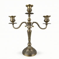 Three-Arm Candelabra Ornate 3-Arm Candle Holder Embossed for Dining Table