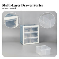 6 Drawer Storage Box Space Saving 6 Drawer Organizer Light Blue for Office