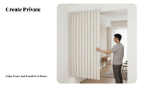 drilleffortlesseffortless Installation Folding Door Curtain Foldable Design Partition Screen Privacy Protection Room partitionr Space-Saving for Homeowners, off-whiteice Workers, Entrance Hall, Doorway, Studio Apartment, showcase