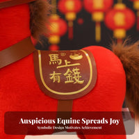 Stuffed Horse with Wealth Bag Good Fortune Symbol Chinese Astrological Horse Doll Vernal Holiday Auspicious Totem