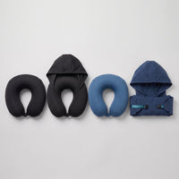Travel U-Shaped Neck Pillow with Hood or Hoodless Option for Airplane Office Naps
