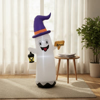 Outdoor Inflatable Ghost with Witch Hat Spooky Inflatable Ghost Festive Halloween Decor Easy for Yard, Lawn, Porch
