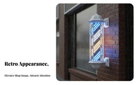Rotating Barber Pole Light Retro Design Barber Pole Waterproof Illuminated Hair Salon Sign for Entrance