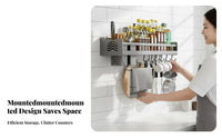Drillnon-Drill Installation Multifunctional Utility Rack Multi-Functional Kitchen Organizer Space-Saving Design Wall Shelf High Capacity for Home Cooks, Families, Homeowners, Small Areas, over Counter