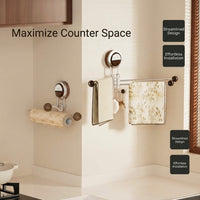 Dish Cloth Holder with Suction Cup for Sink Area, Rotating Stainless Steel Rag for Small Kitchen Organization
