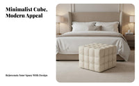 Cube Pouf Italian Design Ottoman Geometric Shape for Bedroom, Homeowners, Adults