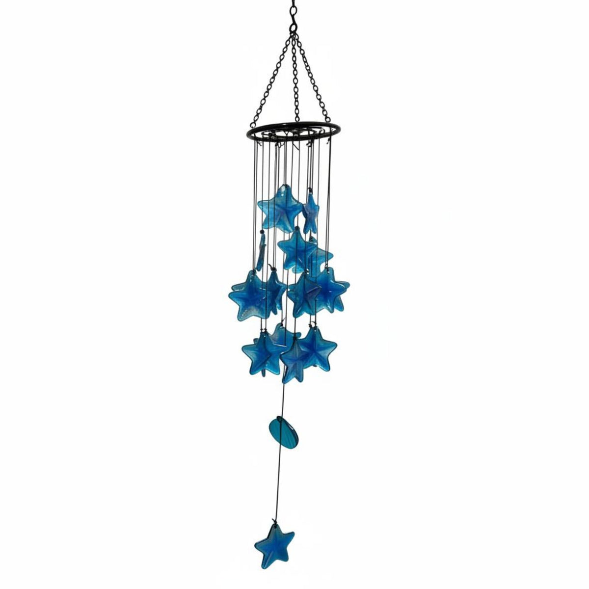 Colorful Nautical Glass Wind Chime Ocean Themed Sea Star Wind Chime Decorative for Garden, Patio, Balcony