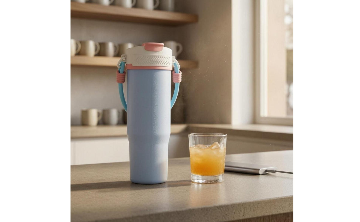 Juice Blender Cup Double Lid Portable Juice Blender Portable Juicer Stainless Steel