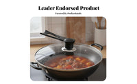 High Temperature Resistant Tempered Glass Wok Lid Food-Grade Materials Universal Glass Pot Lid Anti-Scald Handle for Home Cooks, Restaurant