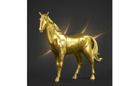 Brass Horse Figurine Gold-Toned Home Decor Craft Piece for Office Display