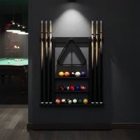 Billiard Cue Rack Classic Design Game Furniture Wood Sports Storage for Game Room
