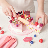 Pretend Play Dessert Set Reusable Toy Birthday Cake Imaginative Wooden Cake Toy for Young Children, Daycare