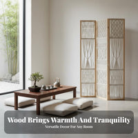 Natural Materials Bohemian Folding Screen Foldable Design Wooden Frame Woven Screen Portable 3-Panel Room Divider for Apartment Dwellers, Interior Decorators, Office Workers, Guesthouse, Bedroom