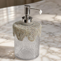 Diamond-Embellished Refillable Pump Bottles for Shampoo, Lotion, and Soap - Portable Travel Size for Hotel Bathrooms
