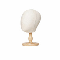 textileCovered Mannequin Head with Wooden Stand Freestanding Mannequin Head Stand Stable Sturdy for Stylists, Retail Counters