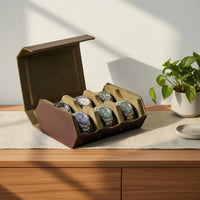 Hexagonal Watch Box Stitched Edges Leather Watch Storage Box